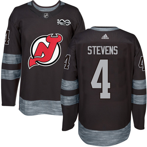 Adidas Devils #4 Scott Stevens Black 1917-100th Anniversary Stitched NHL Jersey - Click Image to Close